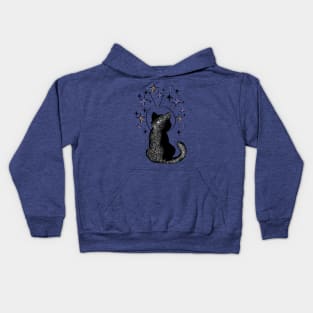 Space Kitty Watches the Stars Kids Hoodie